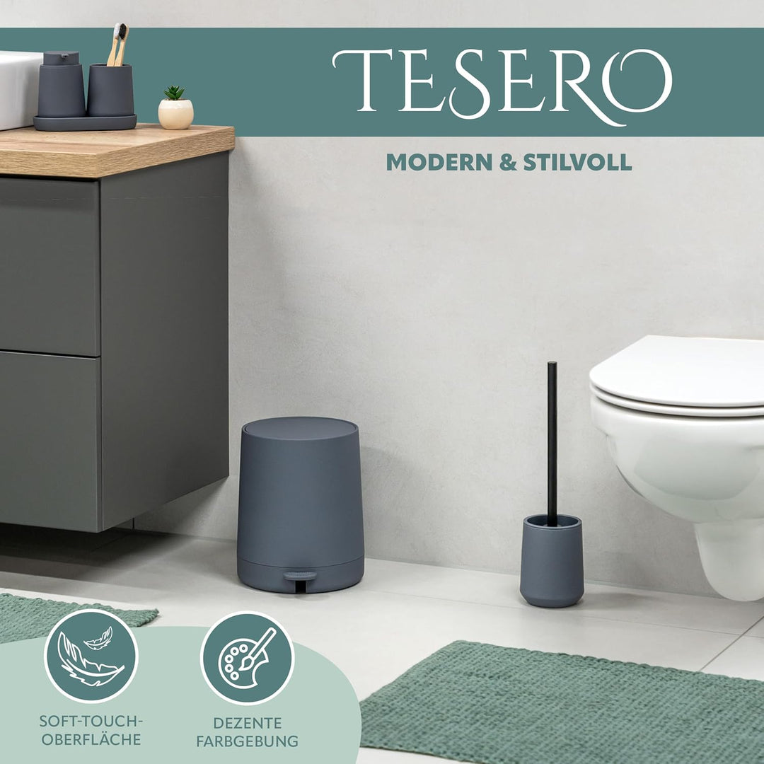 eluno Kosmetikeimer TESERO mit Soft-Touch Oberfläche, Treteimer 4 Liter Fassungsvermögen, mit Soft-C
