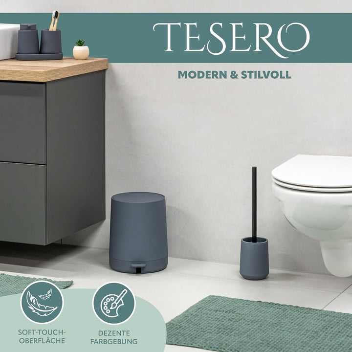 eluno Kosmetikeimer TESERO mit Soft-Touch Oberfläche, Treteimer 4 Liter Fassungsvermögen, mit Soft-C