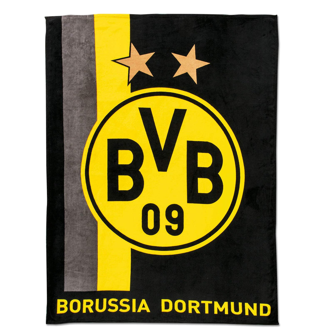 Borussia Dortmund BVB 09 BVB-Fleecedecke mit Streifenmuster 00 SCHWARZ/GELB 200 x 150 x 1 cm, 200 x