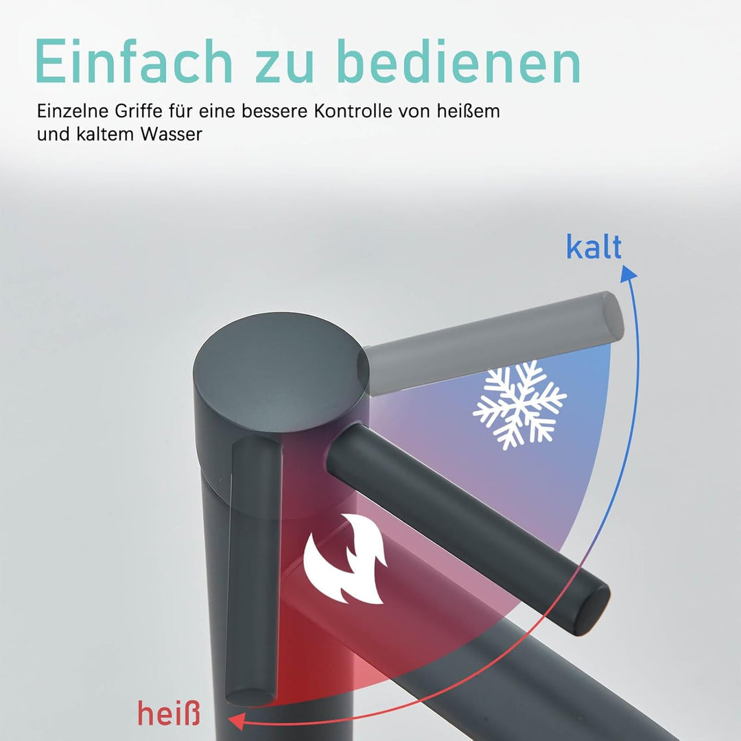 Suguword Waschtischarmatur Bad Schwarz Wasserhahn Waschbecken Waschtisch Armatur, Hoher Auslauf Einh