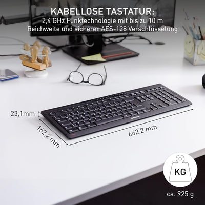 CHERRY STREAM KEYBOARD WIRELESS, Kabellose Tastatur, Deutsches Layout (QWERTZ), 2,4 GHz Funk, Leise