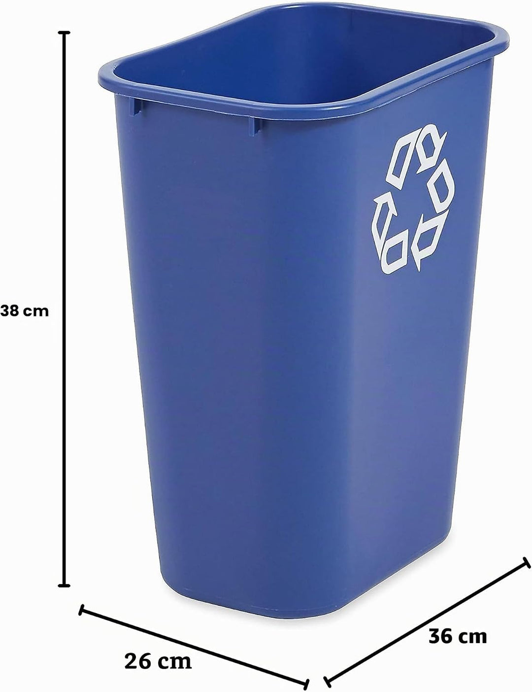 Rubbermaid Commercial Products FG295773BLUE Recyclingbehälter neben Schreibtisch, gross, 39,03 L, Bl