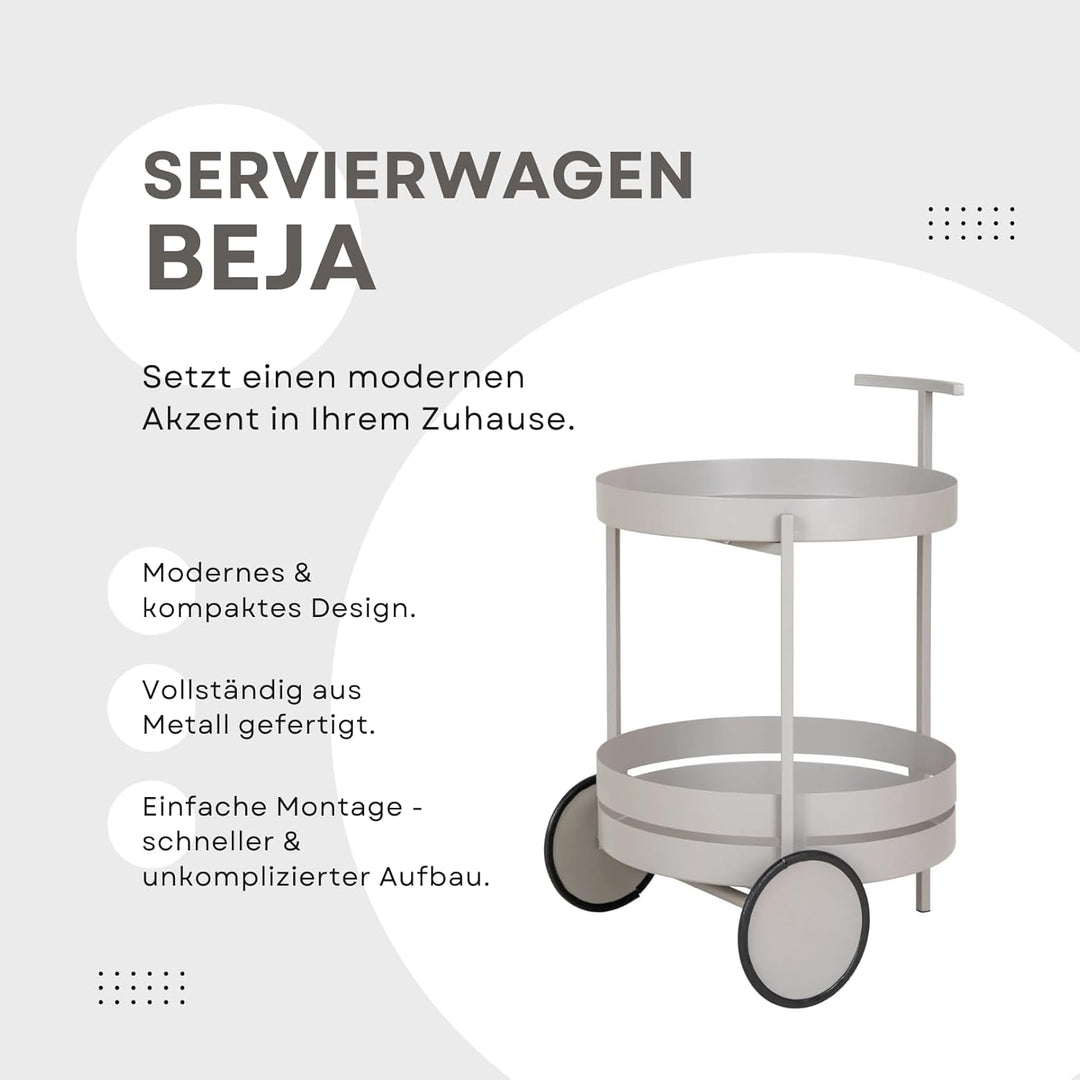Dezain® Home - Servierwagen mit Rollen Beja – ideal als Barwagen & Küchenwagen – für Küche, Wohn- &