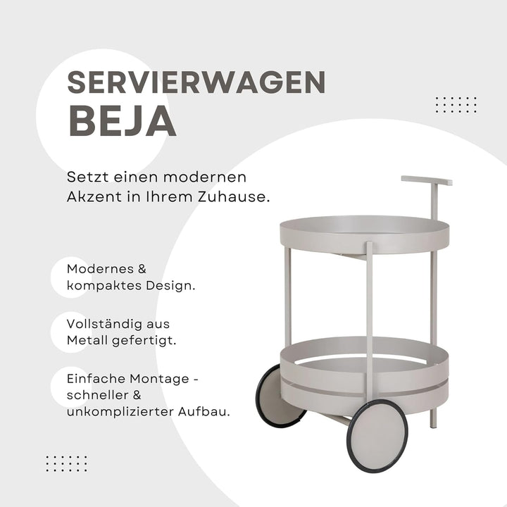 Dezain® Home - Servierwagen mit Rollen Beja – ideal als Barwagen & Küchenwagen – für Küche, Wohn- &