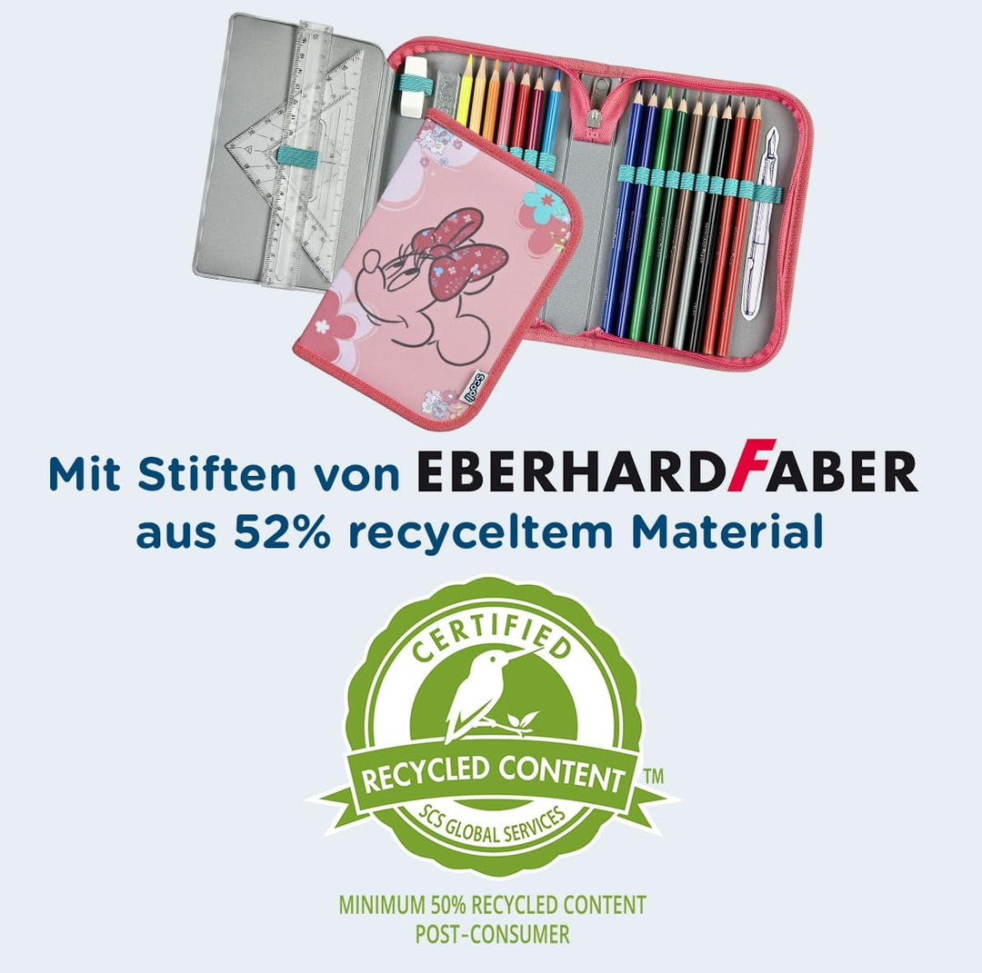 Scooli - Minnie Mouse Gefülltes Schüleretui - Komplettes Etui mit hochwertigen Stiften und mehr - Al