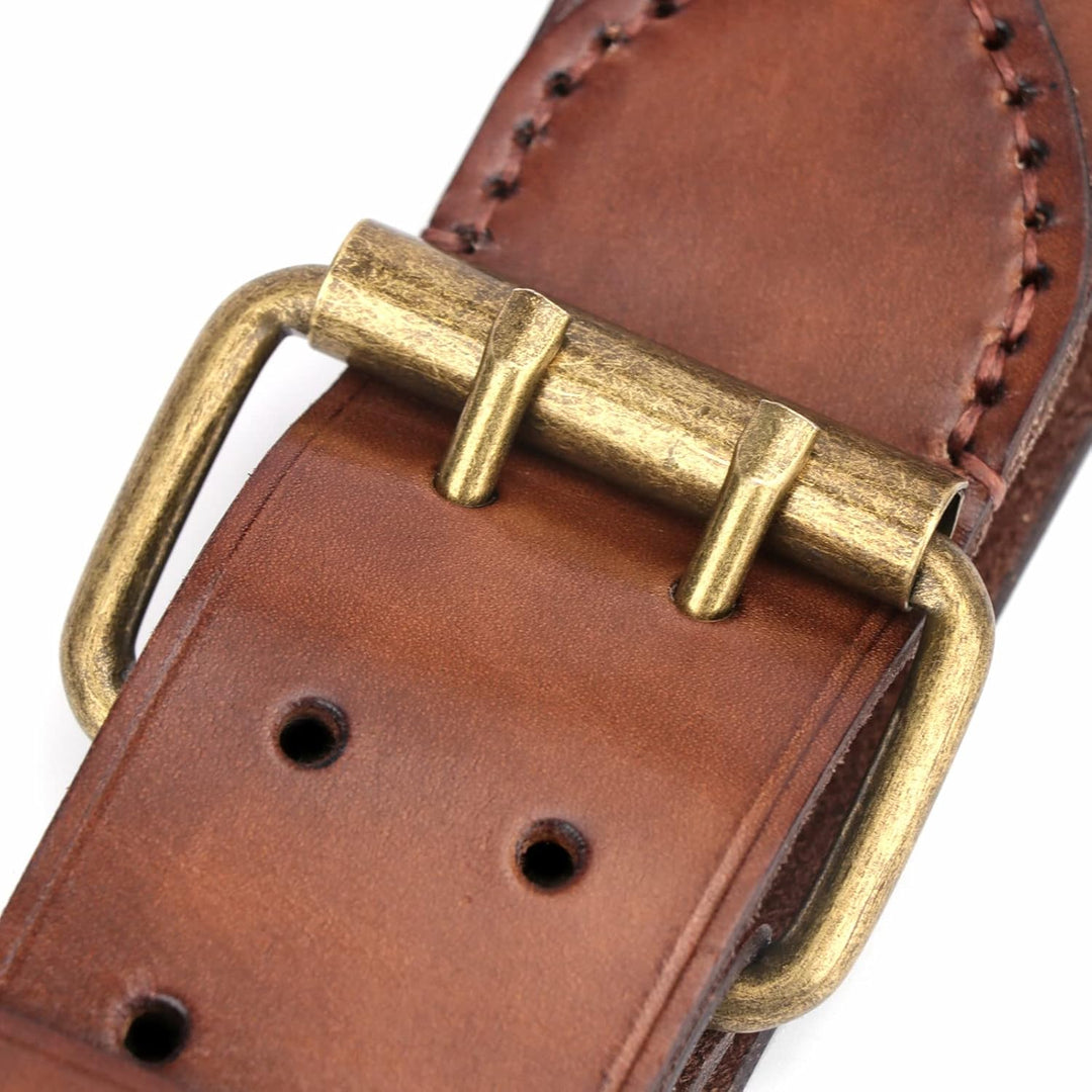 TOURBON Deluxe Rindsleder Gürtel für DIY Werkstatt Werkzeugtasche Western Cowboy Herren Gurt M (Brau