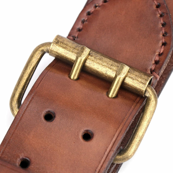 TOURBON Deluxe Rindsleder Gürtel für DIY Werkstatt Werkzeugtasche Western Cowboy Herren Gurt M (Brau