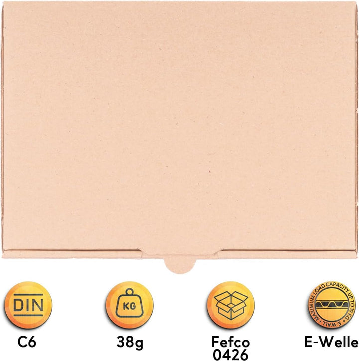500 Maxibriefkartons Versandkartons Faltschachtel Faltkarton Maxibrief 180 x 130 x 45 mm, Braun, MB-