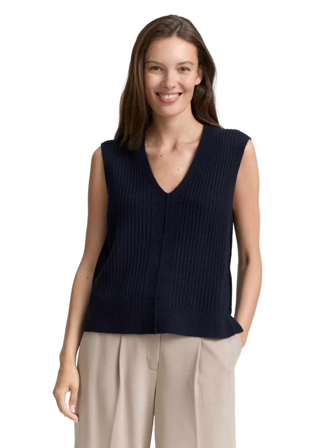TOM TAILOR Damen RIPP Pullunder mit V-Ausschnitt XXS 11019 - Lunar Eclipse, XXS 11019 - Lunar Eclips