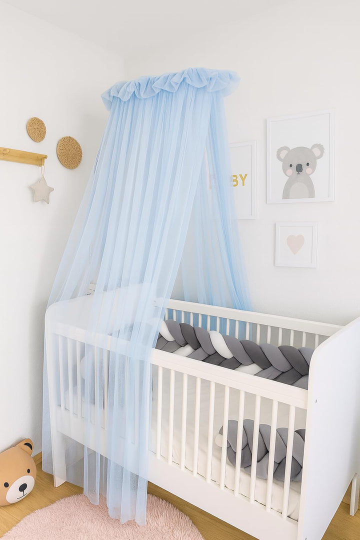 Baby Fancyroom Betthimmel für Babybett Gitterbett Kinderbett 300x180 cm – feiner Tüll, handgefertigt