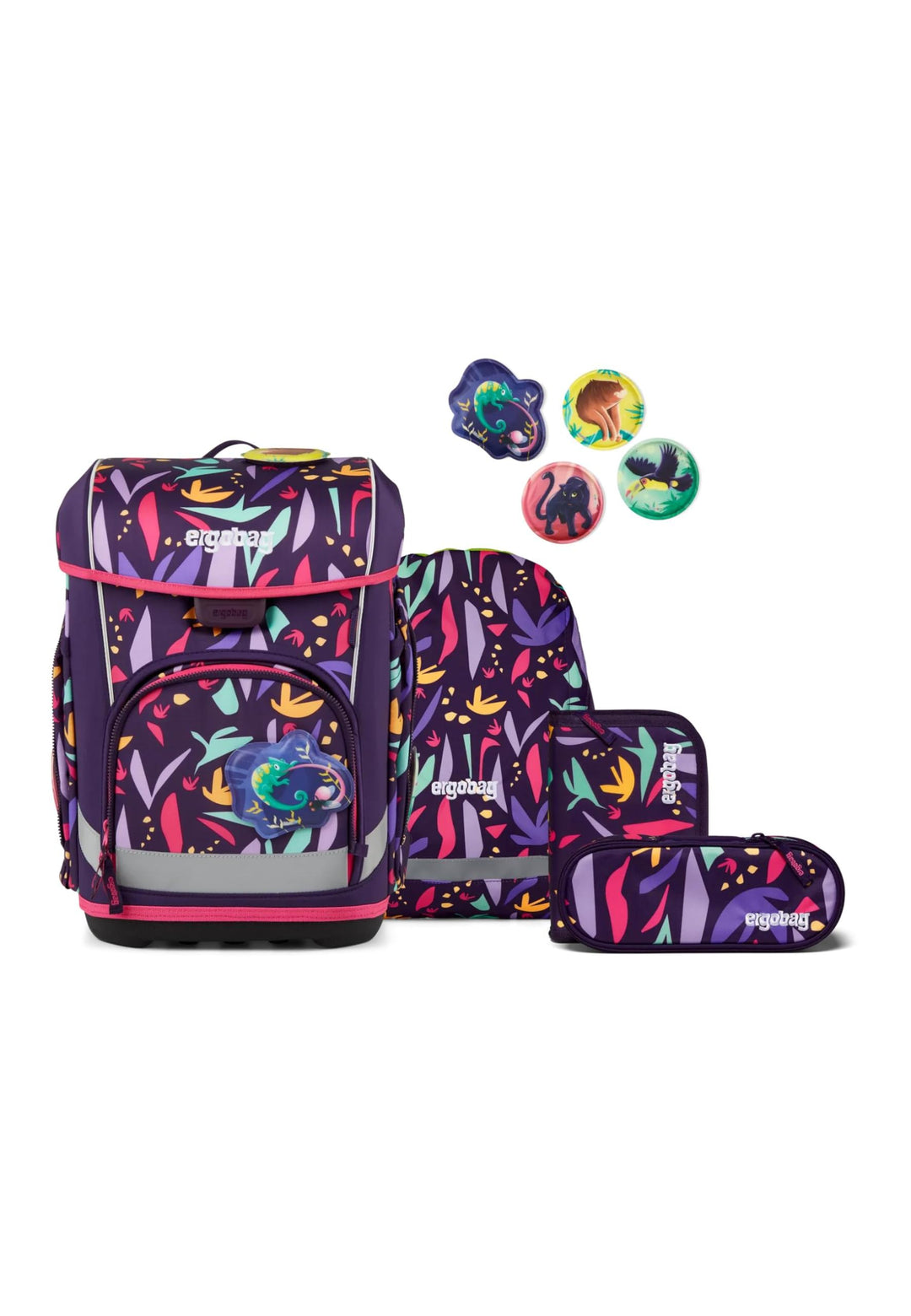 ergobag cubo Light Set ergonomischer Schulranzen, extra leicht, Set 5-teilig, 860 g Ambärzonas - Lil