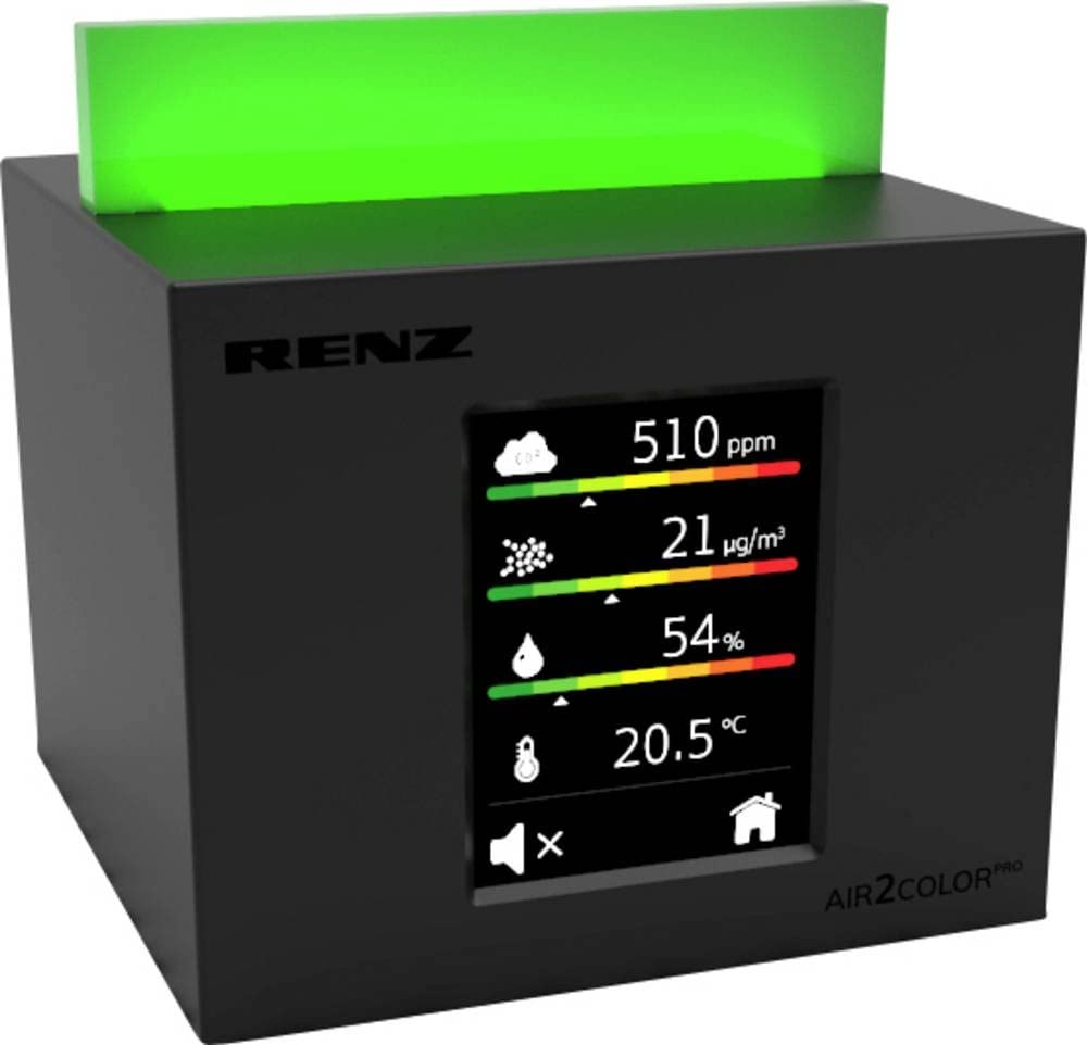 RENZ 4798000270 AIR2COLOR PRO Luftqualitätsmesser mit CO2 Messgerät, 220 V, schwarz