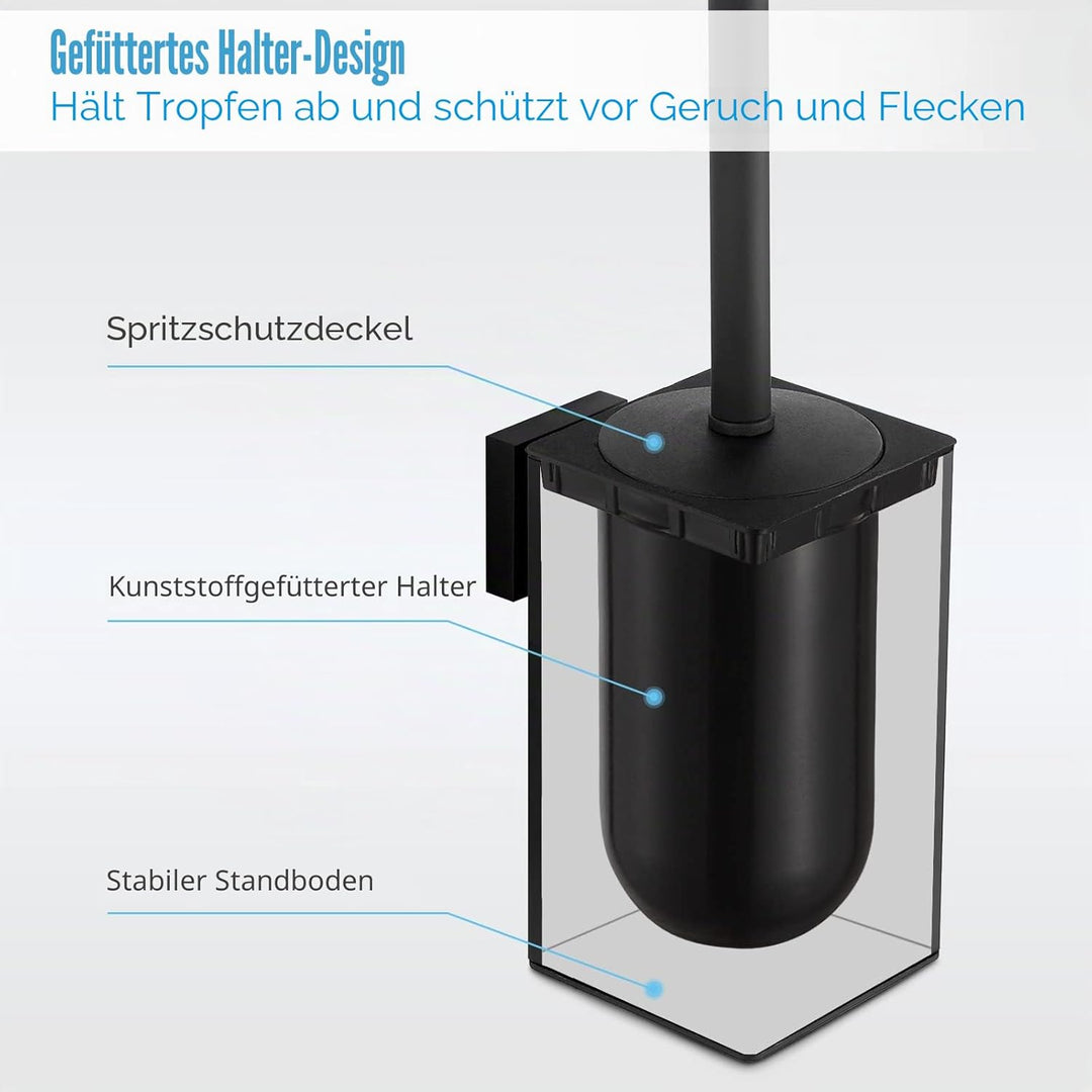bgl Wandhalterung für WC-Bürste aus 304 Edelstahl, quadratisch Schwarz