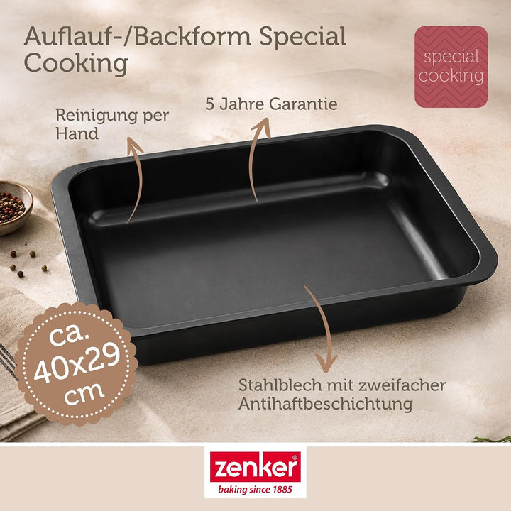 Zenker Ofenbackform (40 x 6 x 29 cm) SPECIAL COOKING, rechteckige Ofenform mit Antihaftbebeschichtun