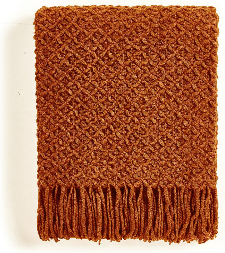 CREVENT Boho-Strickdecke im Landhausstil für Couch, Sofa, Sessel, Bett und Wohnkultur – weich, warm,