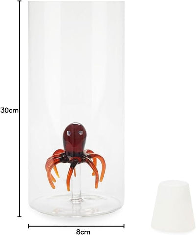 balvi - Atlantis Octopus Wasserflasche aus Glas. Enthält eine Oktopus-Figur. Mit Silikonverschluss.