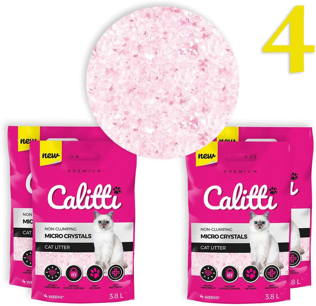 Calitti - Micro Silikat Katzenstreu | Premium Crystals Silikatstreu | Antibakteriell Katzensand | 4-