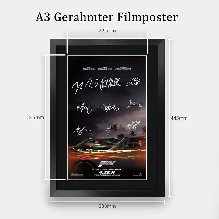 HWC Trading FR A3 Fast Five Vin Diesel, Paul Walker Geschenke, gedrucktes Poster, signiertes Autogra