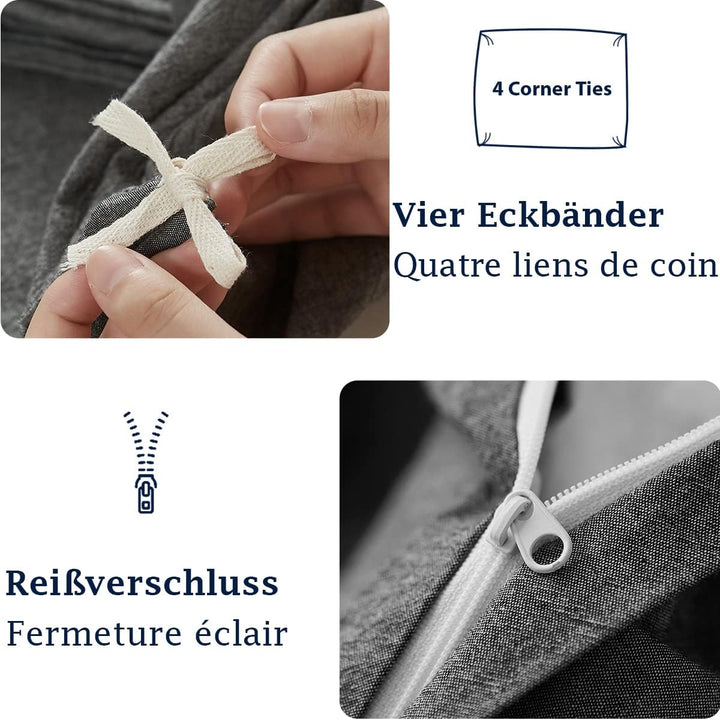 Simple&amp;Opulence Bettwäsche 2 Teilig-100% Gewaschene Baumwolle Weiche und Angenehme Schlafkomfort-Öko