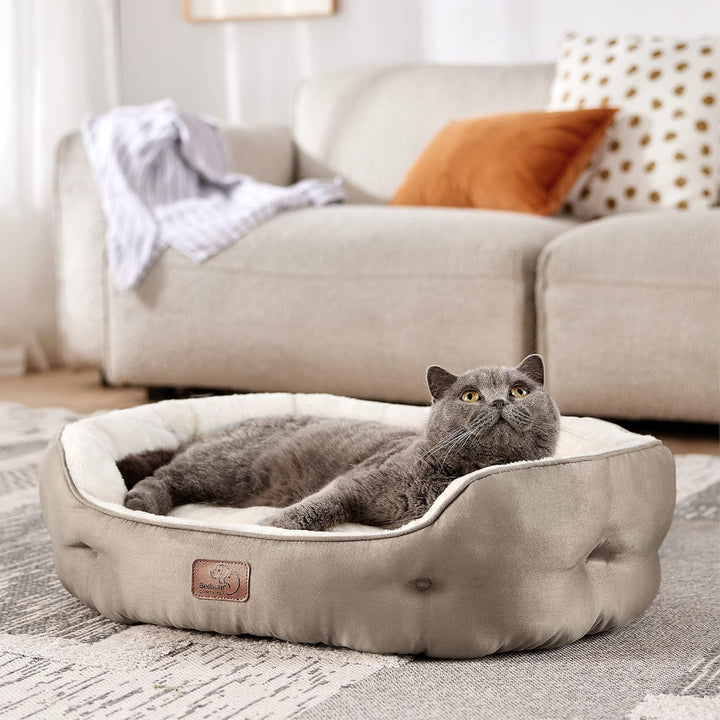 Bedsure Katzenbett waschbar Katzen Bettchen - 63x53x20cm Katzen Bett mit Zweiseitig Innenkissen Katz