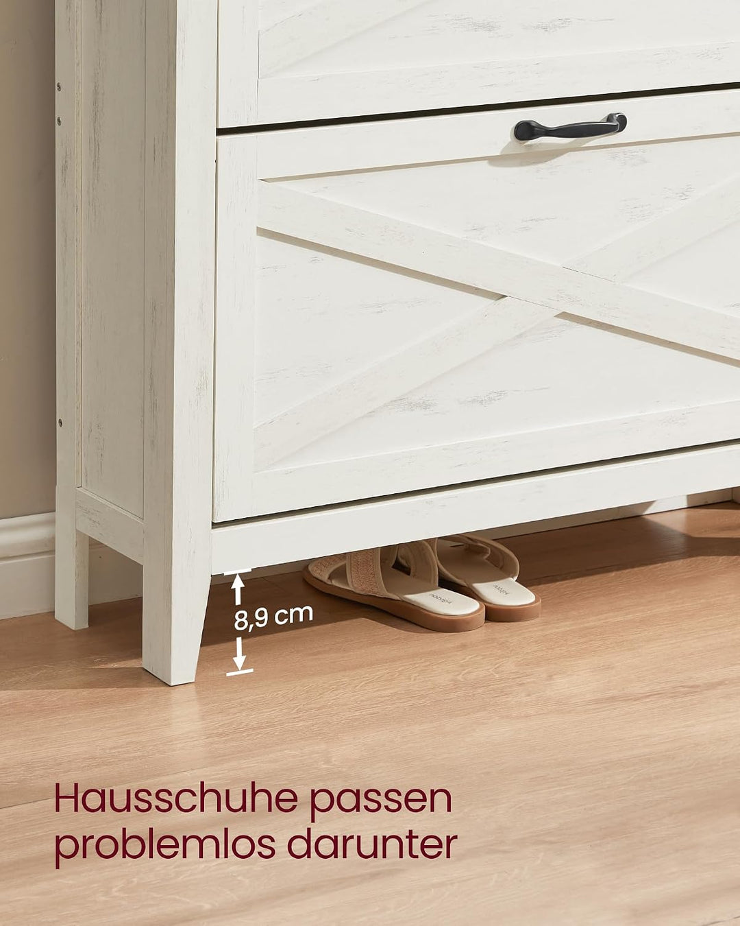 VASAGLE Schuhschrank, 2 Klappen, für 12-16 Paar Schuhe