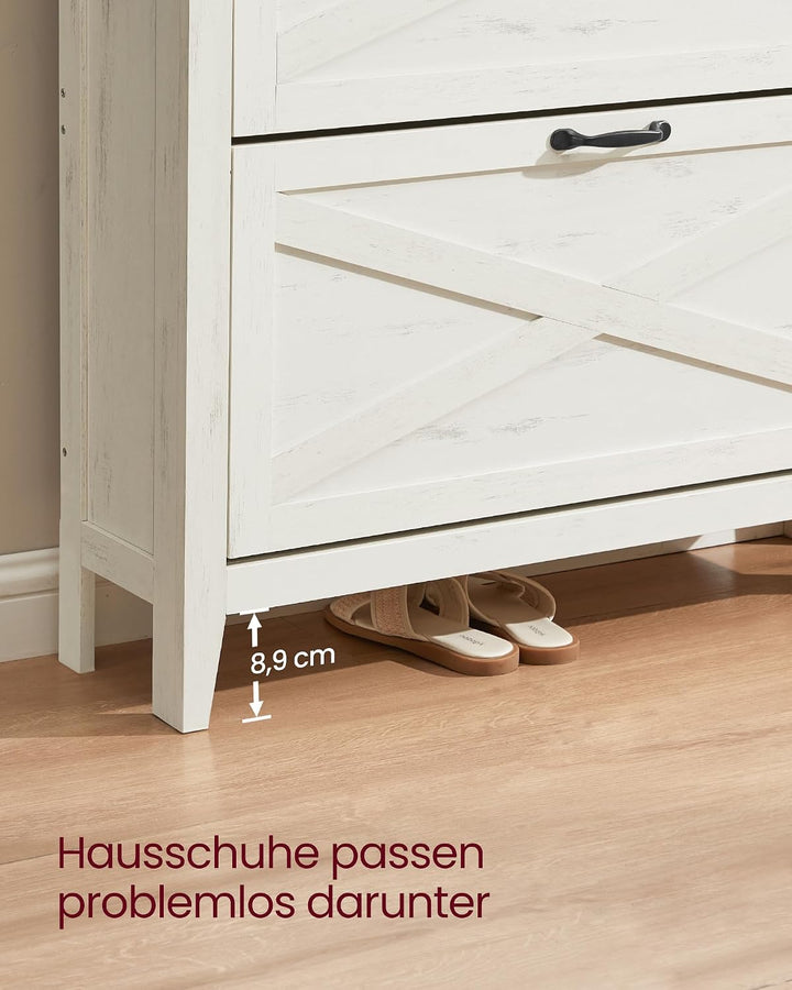 VASAGLE Schuhschrank, 2 Klappen, für 12-16 Paar Schuhe