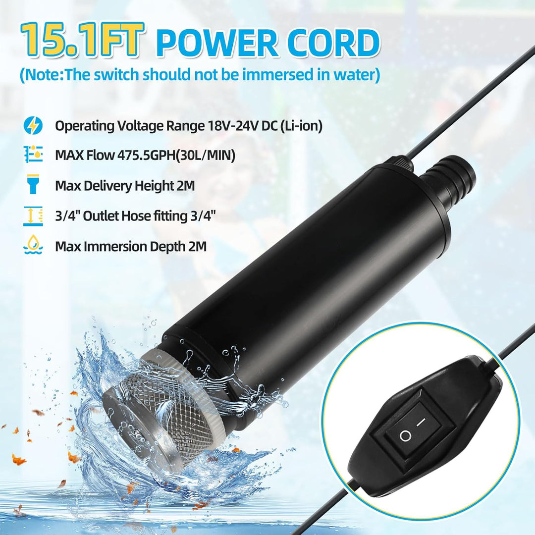 Kabellose Tauchpumpe, kompatibel mit Milwaukee 18-V-Akku, Mini-Wasser-Öl-Pumpenadapter, Dieselöl-Was