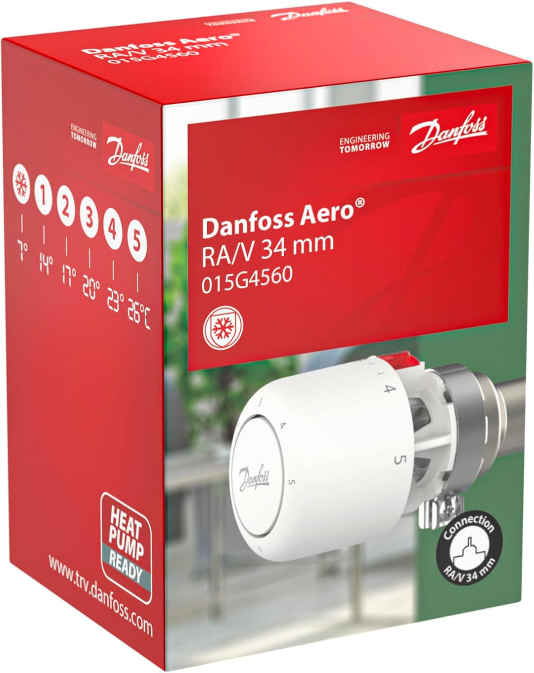 Danfoss Aero RAV click, Thermostatkopf mit eingebautem Sensor, 34 mm Halsdurchmesser NEU 015G4560, N