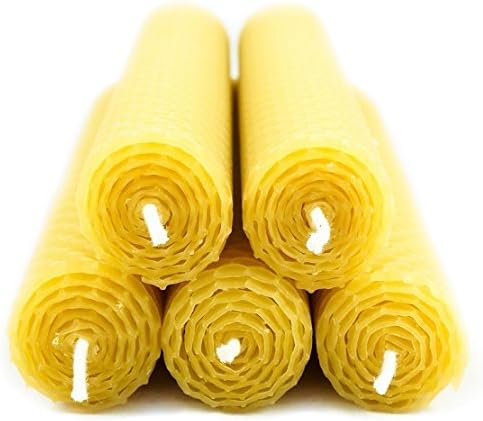 Naturra 20 100% Bienenwachs Stabkerzen handgerollt mit Wabenmuster Set - ca. 12 Stunden Brenndauer p