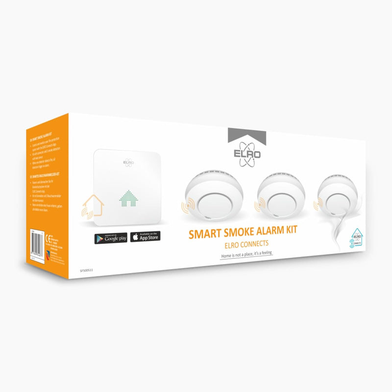 ELRO Connects SF500S Rauchmelder Kit - Komplettes Set K2 Connector + 3X Funk Rauchmelder Kit - Warnt