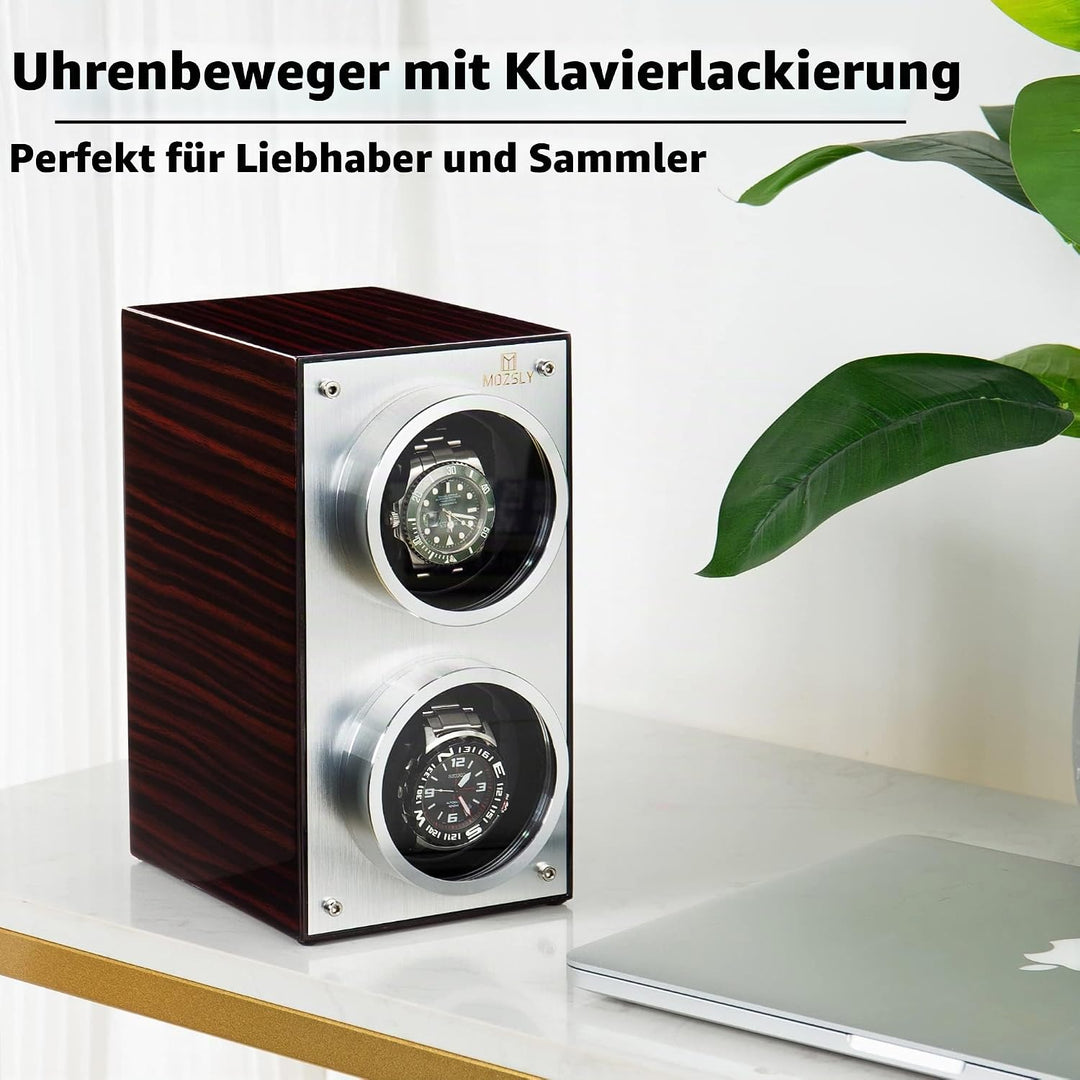 MOZSLY Doppel-Uhrenbeweger für Automatik-Uhren mit leisem Motor 12 Rotationsmodi Einstellung Klavier