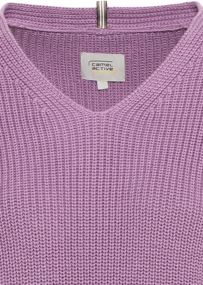 camel active Damen Strickpullover mit V-Ausschnitt XXL Lila, XXL Lila