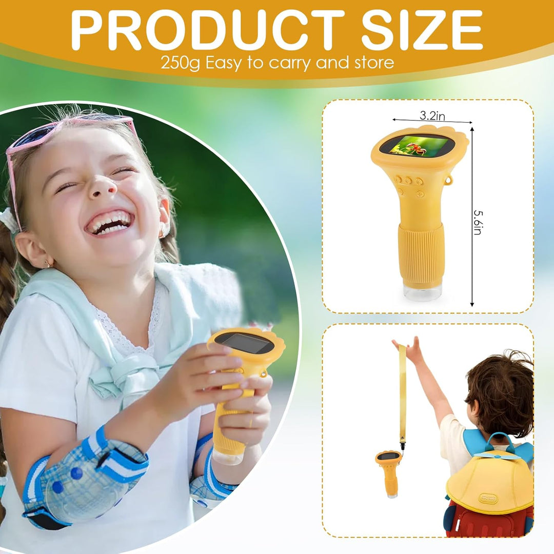 Handheld Mikroskop für Kinder, 2,0" IPS-Bildschirm 200-1000X Taschenmikroskop für Kinder, 2MP Lens P