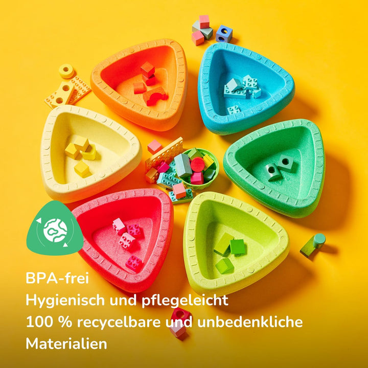 Nattou Blocky Balancesteine für Kinder - Stapelbare Spielsteine - Rutschfestes Sensorisches Spielzeu