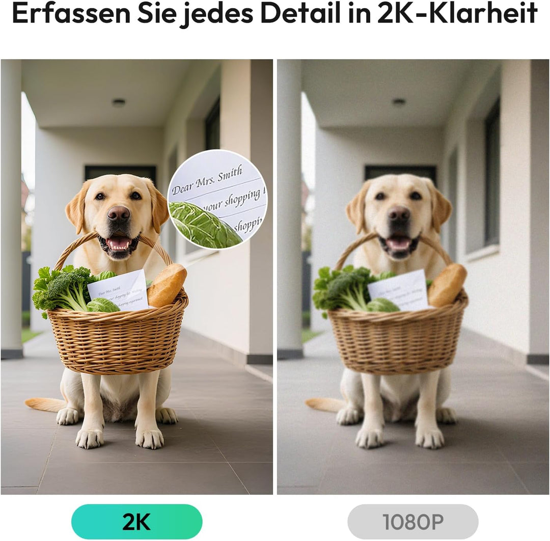 BOTSLAB Türklingel mit Kamera 2K Video Türklingel Akku, Kabellose Videotürklingel mit Kopf-bis-Fuss-