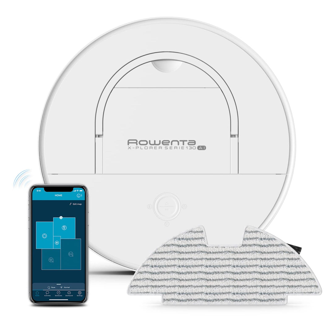 Rowenta RR9067 X-Plorer Serie 130 AI | 4-in-1 Wisch- &amp; Saugroboter | ultraflach mit 8cm | Laser + Ka