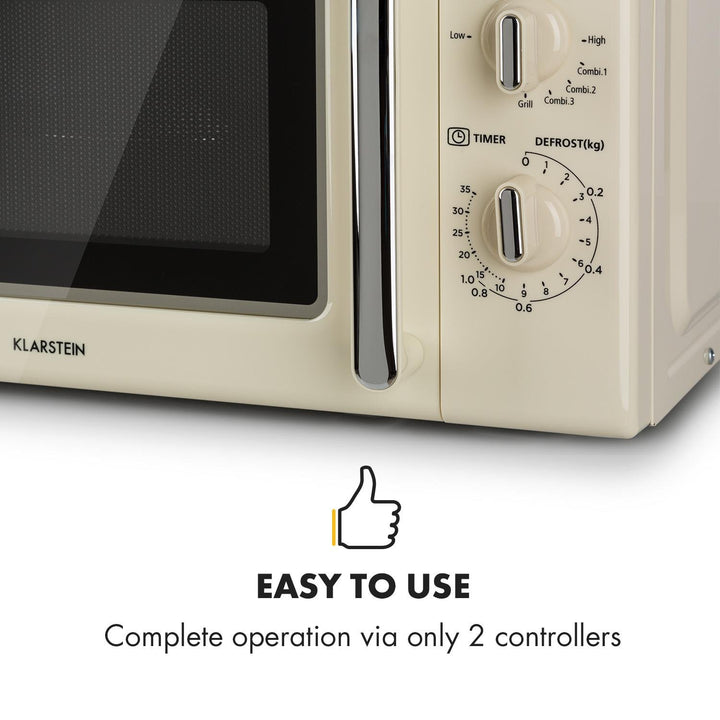 Klarstein Caroline Mikrowelle - Mikrowellen-Grill-Kombigerät, 2-in-1 Mikrowelle Grillfunktion, 20 Li