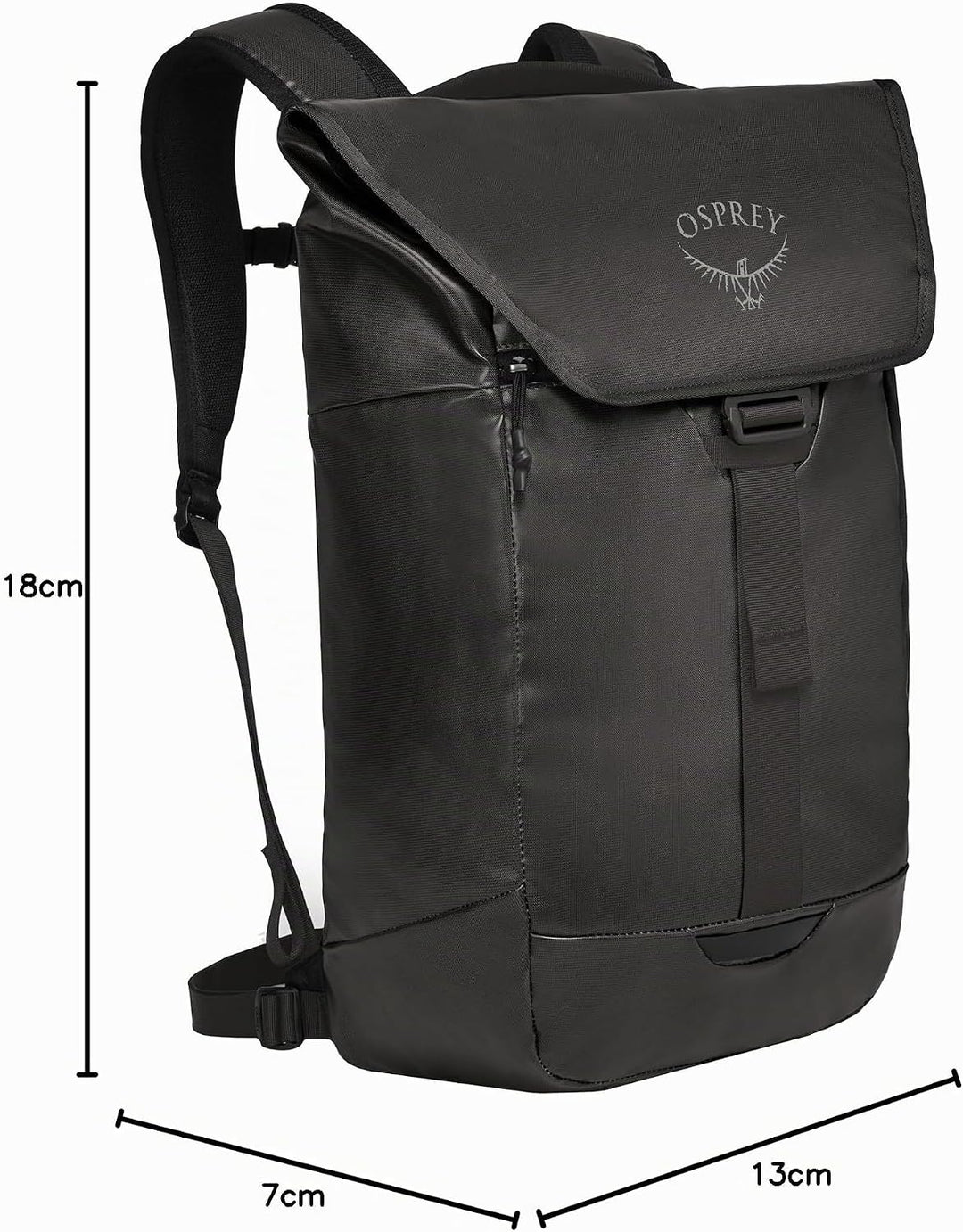 Osprey Unisex – Erwachsene Transporter Flap Lifestyle Pack O/S Schwarz, Einheitsgrösse Schwarz