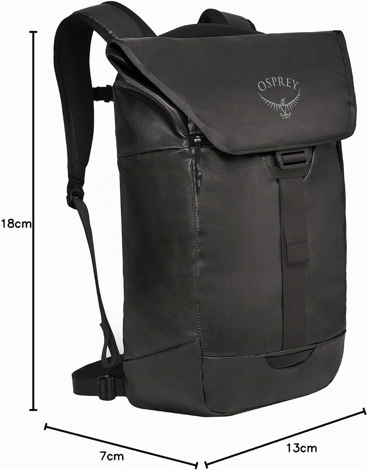 Osprey Unisex – Erwachsene Transporter Flap Lifestyle Pack O/S Schwarz, Einheitsgrösse Schwarz