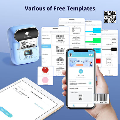 Phomemo M110 Etikettendrucker, Bluetooth Beschriftungsgerät Selbstklebend Edikettengerät Mini Thermo