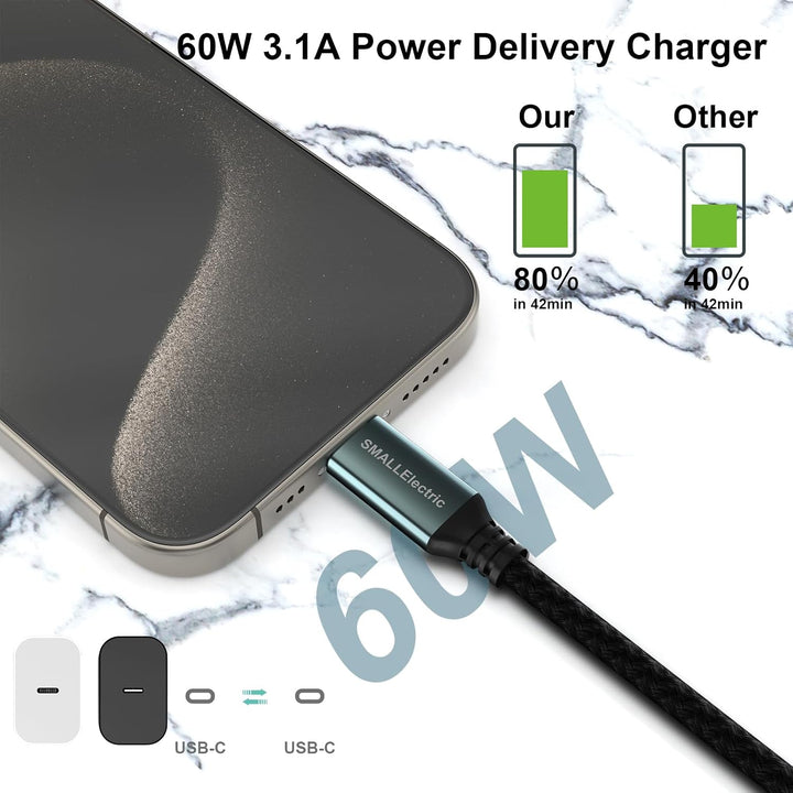 USB C auf USB C Kabel 60 W, 5 Stück, 1.8 m langes Schnellladegerät Typ C auf Typ C Ladekabel für Sam