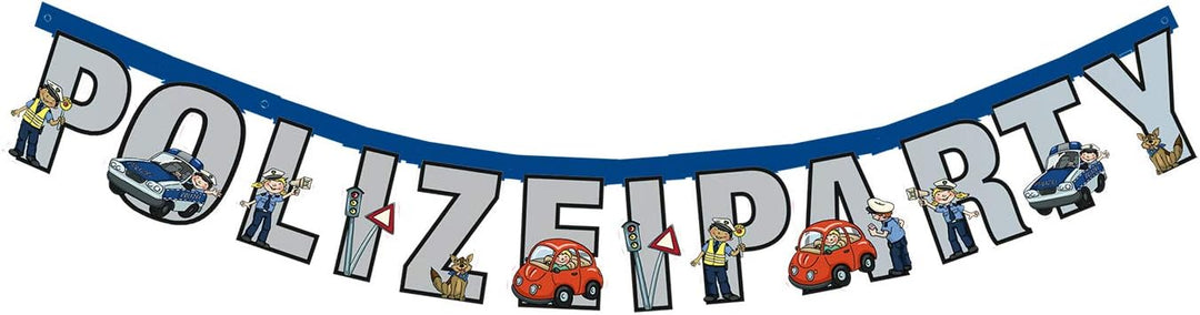 TIB Heyne 19530 - Partykoffer Polizei, 62 Teile, Partygeschirr und Dekoration, Kindergeburtstag