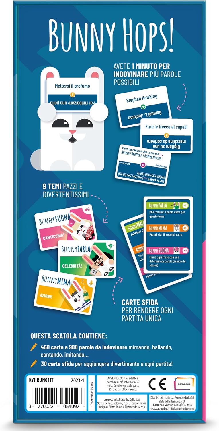 Asmodee Bunny Hops, Brettspiel, Partyspiel, 4-16 Spieler, ab 14 Jahren, italienische Ausgabe