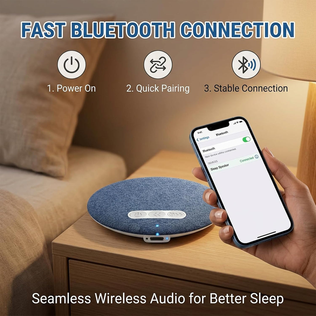 Kissenlautsprecher Bluetooth, Tragbarer Kopfkissen Lautsprecher mit Weisses Rauschen und Timer, Kabe
