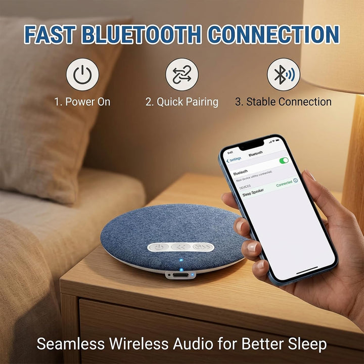 Kissenlautsprecher Bluetooth, Tragbarer Kopfkissen Lautsprecher mit Weisses Rauschen und Timer, Kabe