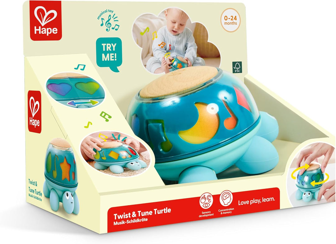 Hape Musik-Schildkröte, Musikalisches Spielzeug ab Geburt, Lernspielzeug mit Sound &amp; Drehfunktion, S