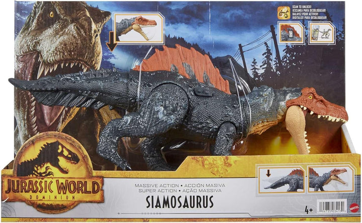 Mattel Jurassic World: Ein neues Zeitalter Massive Action Siamosaurus Dinosaurierfigur, Angriffsbewe