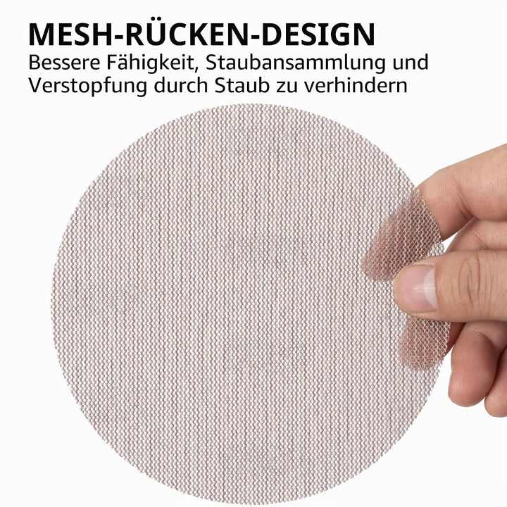 UPWOOD Schleifgitter 50 Stück 125mm Klett Körnung 400, Zum staubfreien Schleifen von Karosserie, Hol