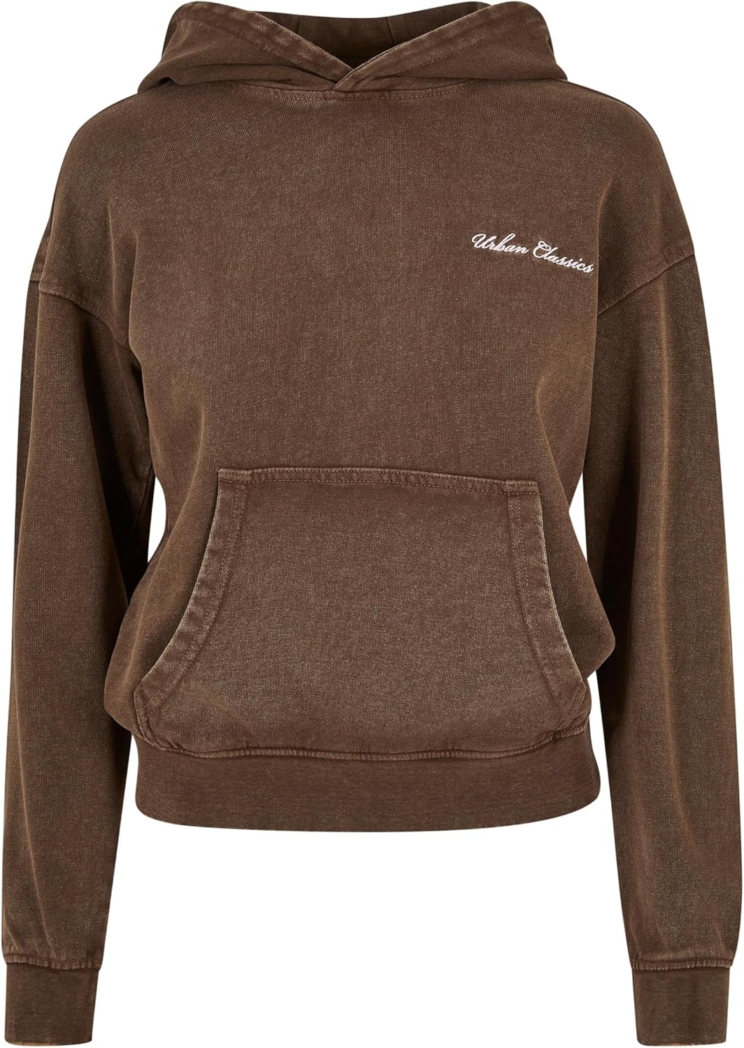 Urban Classics Damen Ladies Small Embroidery Terry Hoody S Brown, S Brown