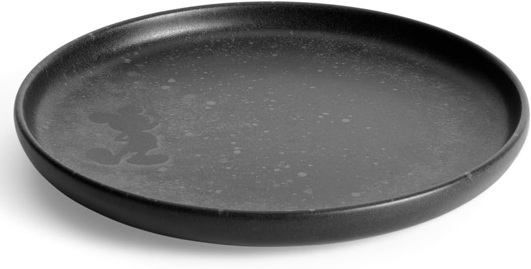 Disney Hochwertiger Schwarzer Steinzeug Kuchenteller mit ikonischer Mickey Mouse Silhouette, 22 cm -